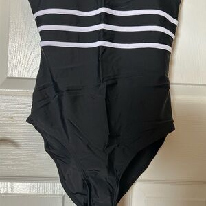 Black and White Striped women One Piece